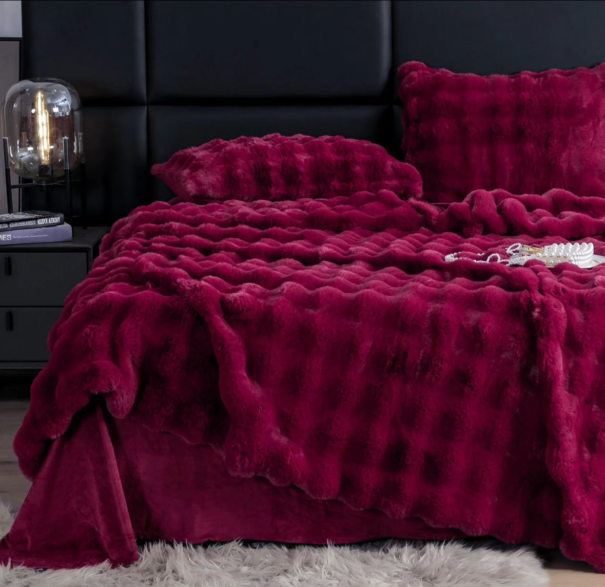 Lenjerie PREMIUM imitatie blana de iepure,6 piese