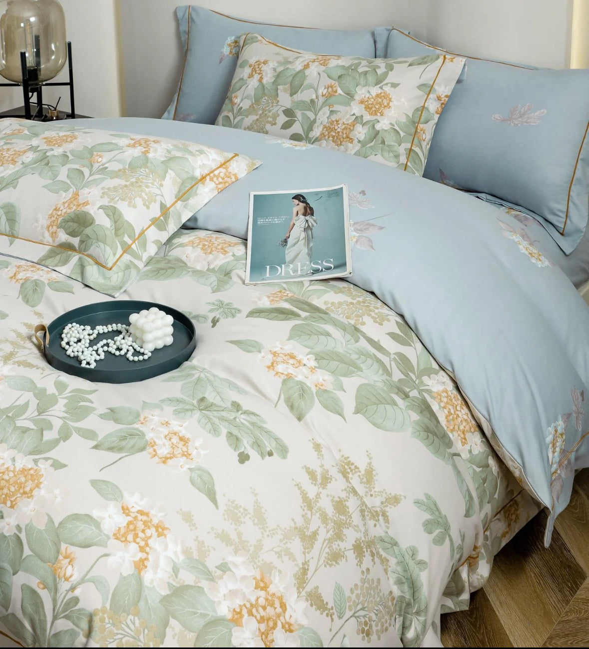 Inspirat din natura-Set Lenjerie de Pat 6 Piese Moale si Confortabil