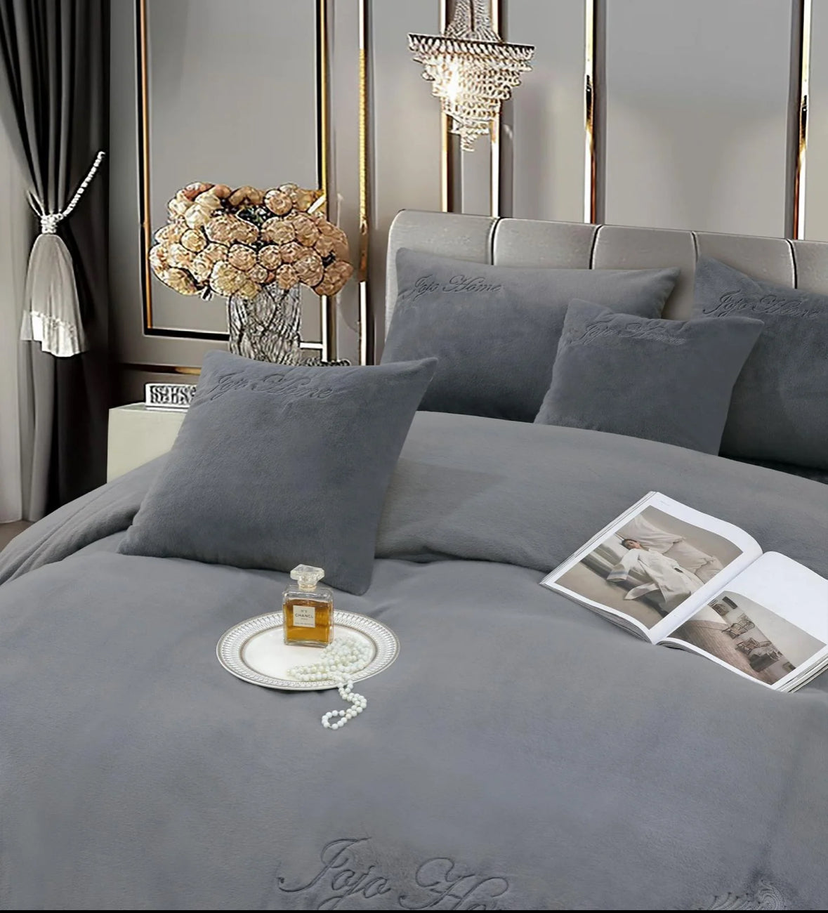 Lenjerie PREMIUM imitatie blana de iepure cu fir scurt,6 piese