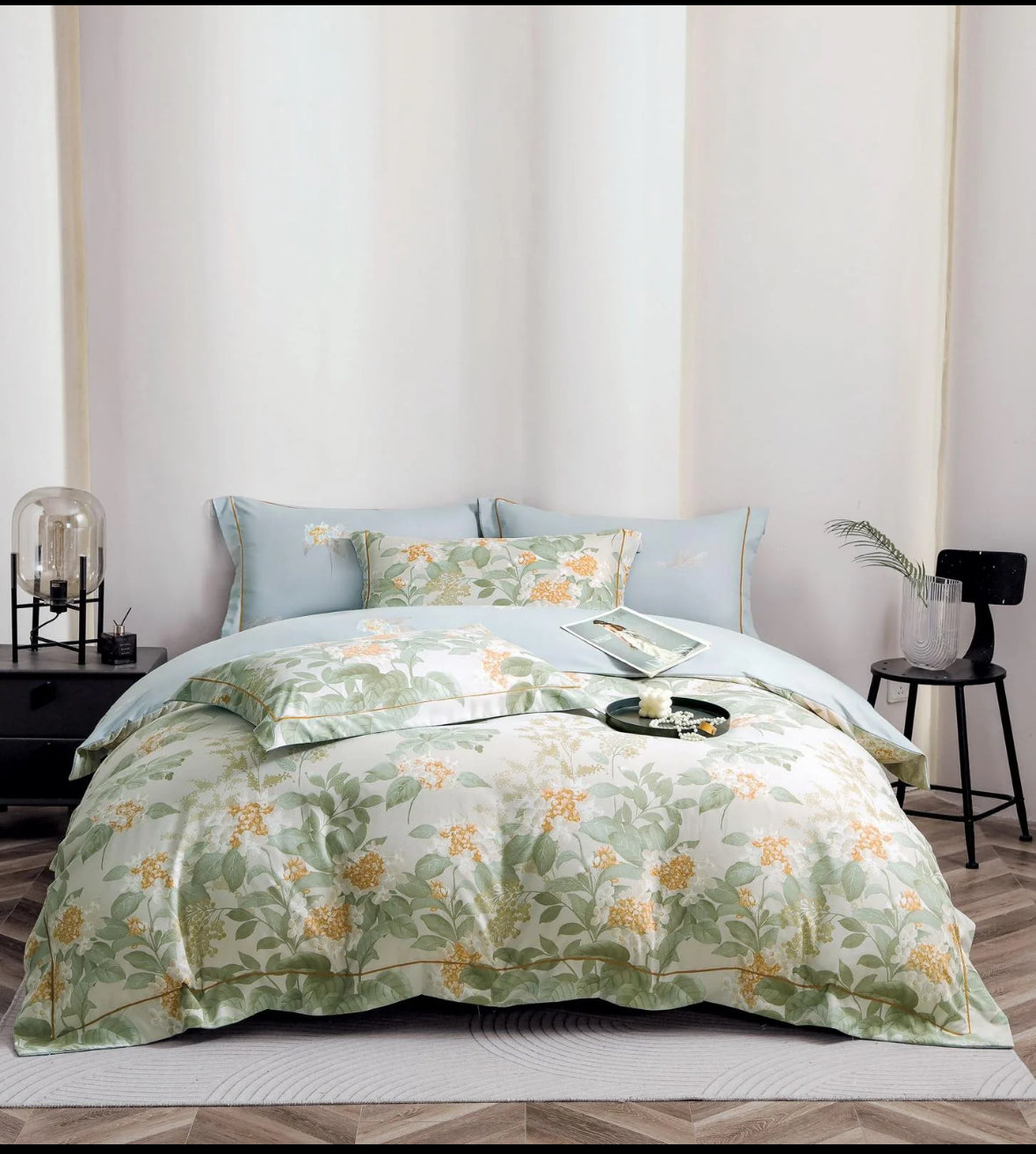 Inspirat din natura-Set Lenjerie de Pat 6 Piese Moale si Confortabil
