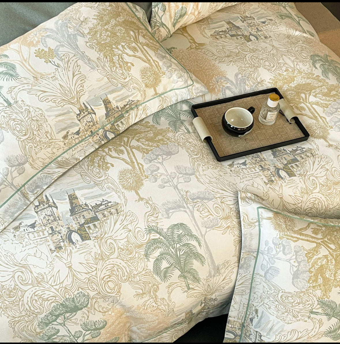 Lenjerie cu Detalii Vintage-Set Pat 6 Piese Moale si Confortabil