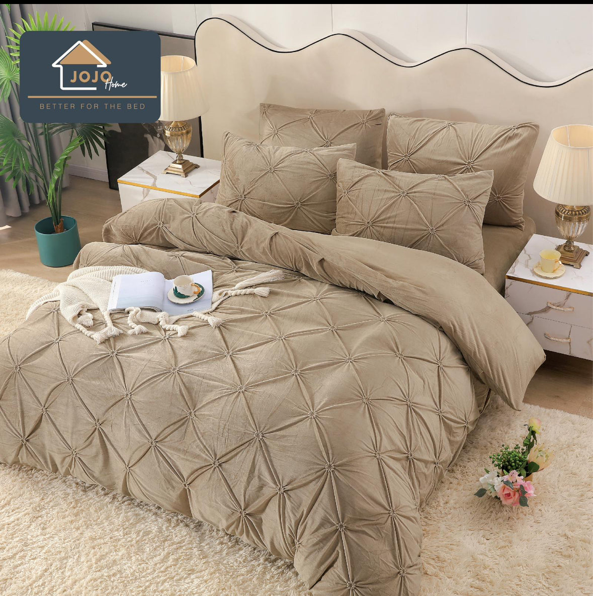 Lenjerie Premium tip Catifea cu Pliuri Brodate