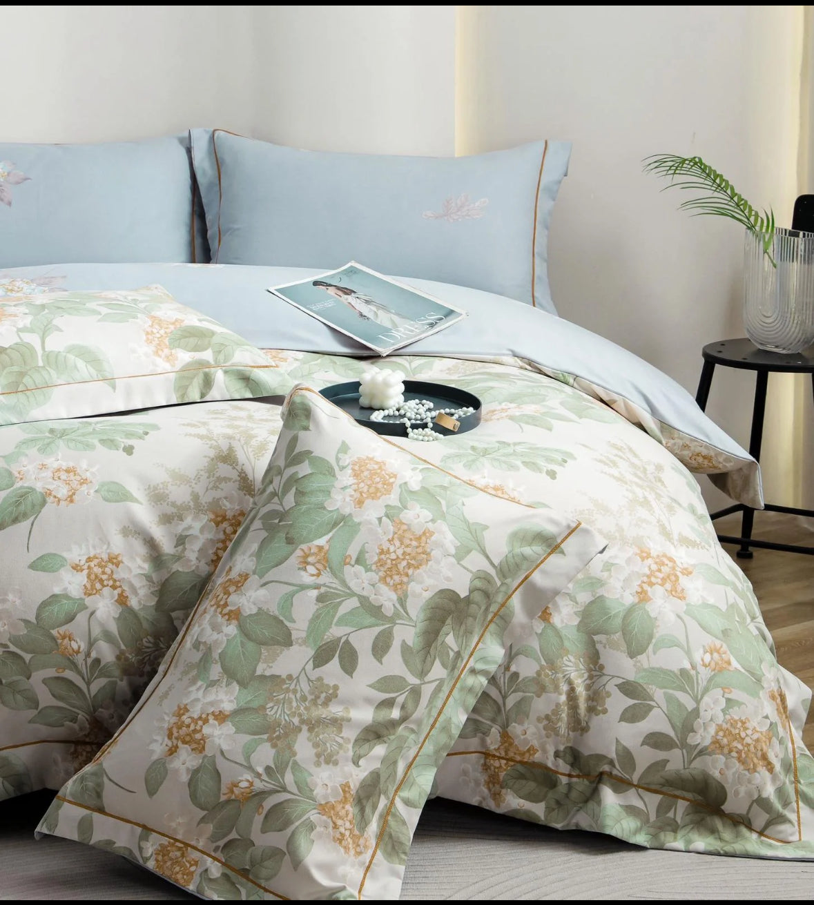 Inspirat din natura-Set Lenjerie de Pat 6 Piese Moale si Confortabil