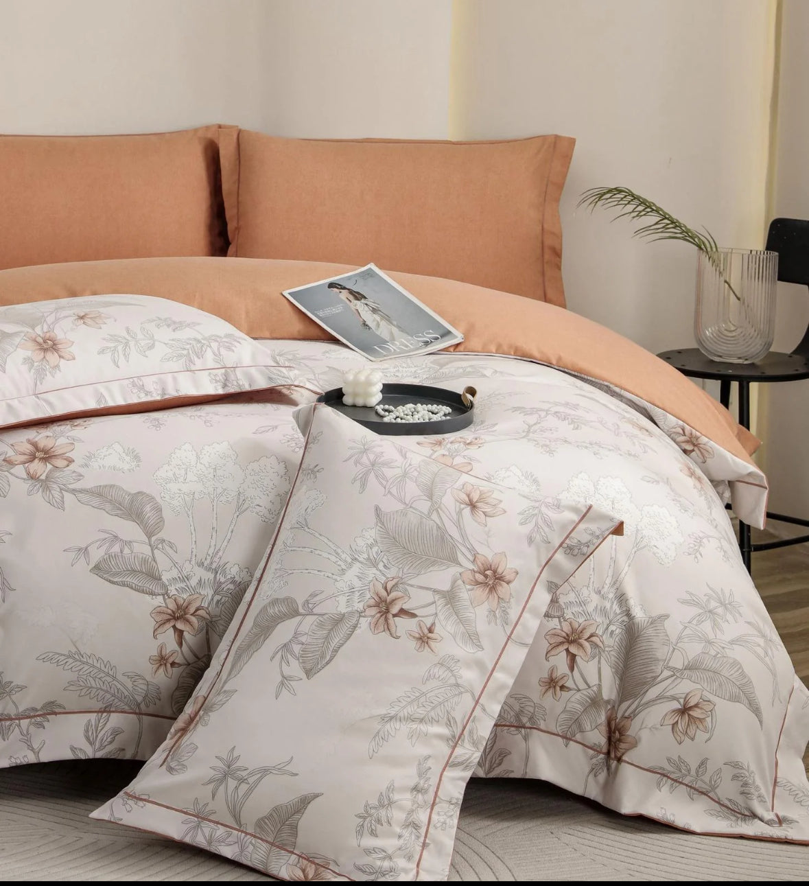 Liniste in Tonuri Pamantii-Set Pat 6 Piese Moale si Confortabil