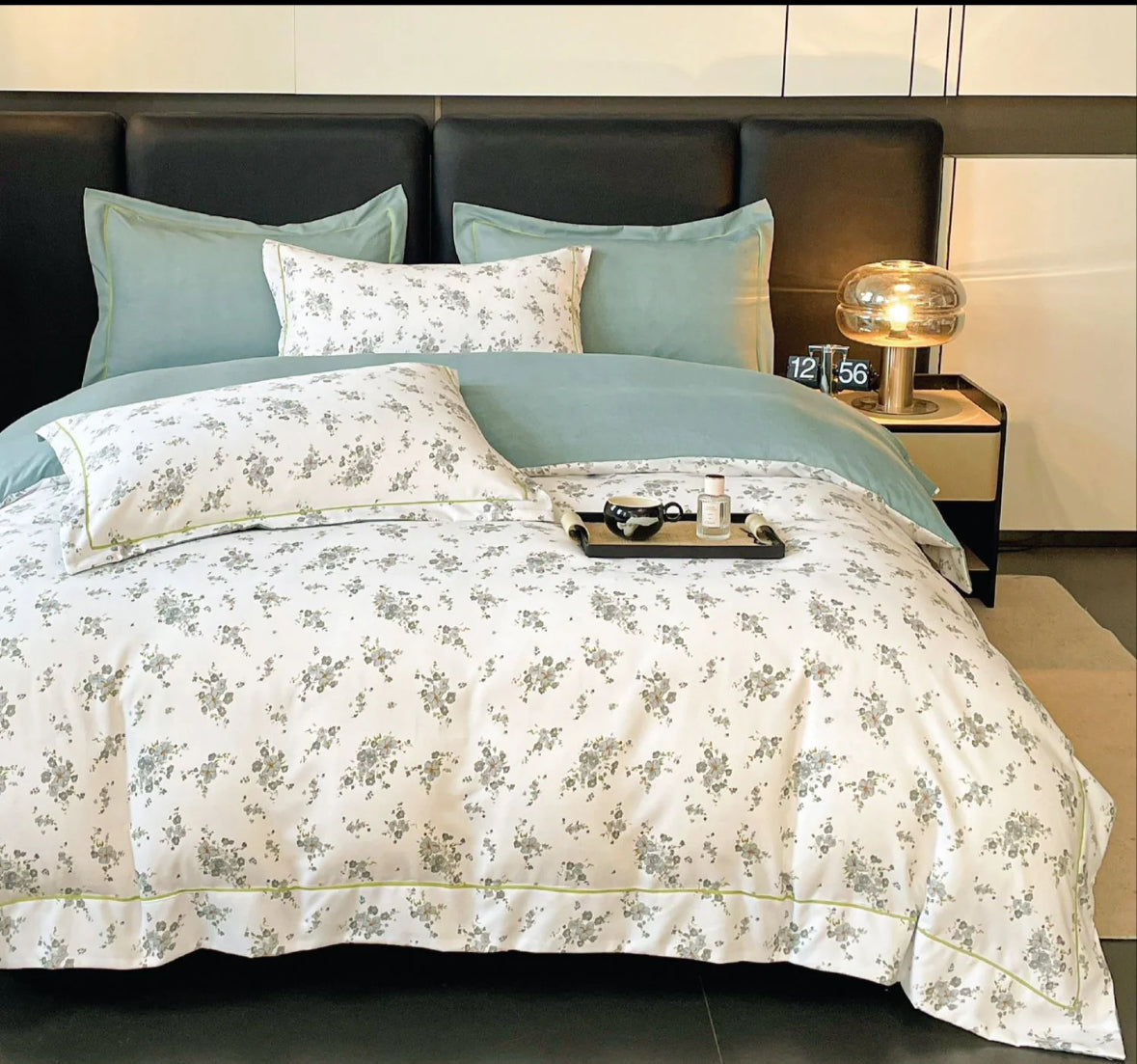 Eleganta Florala-Set Lenjerie de Pat 6 Piese Moale si Confortabil