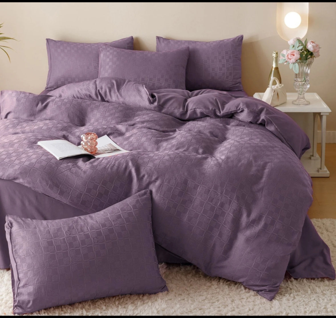 Lenjerie de Pat Dublu cu elastic ,JACQUARD PREMIUM,6 piese