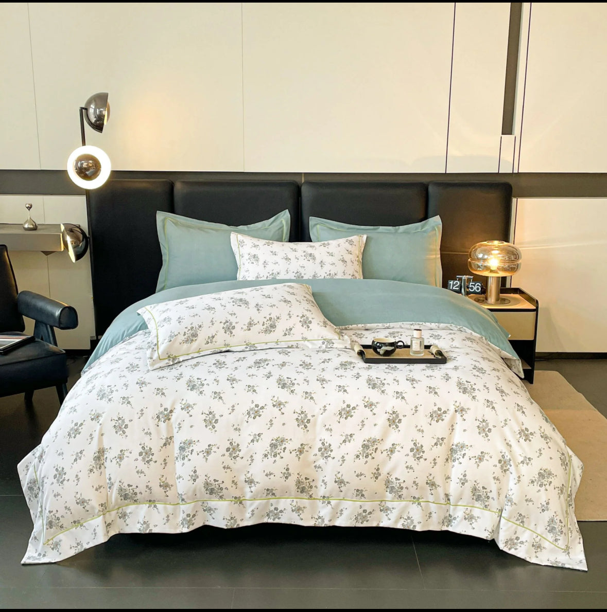 Eleganta Florala-Set Lenjerie de Pat 6 Piese Moale si Confortabil