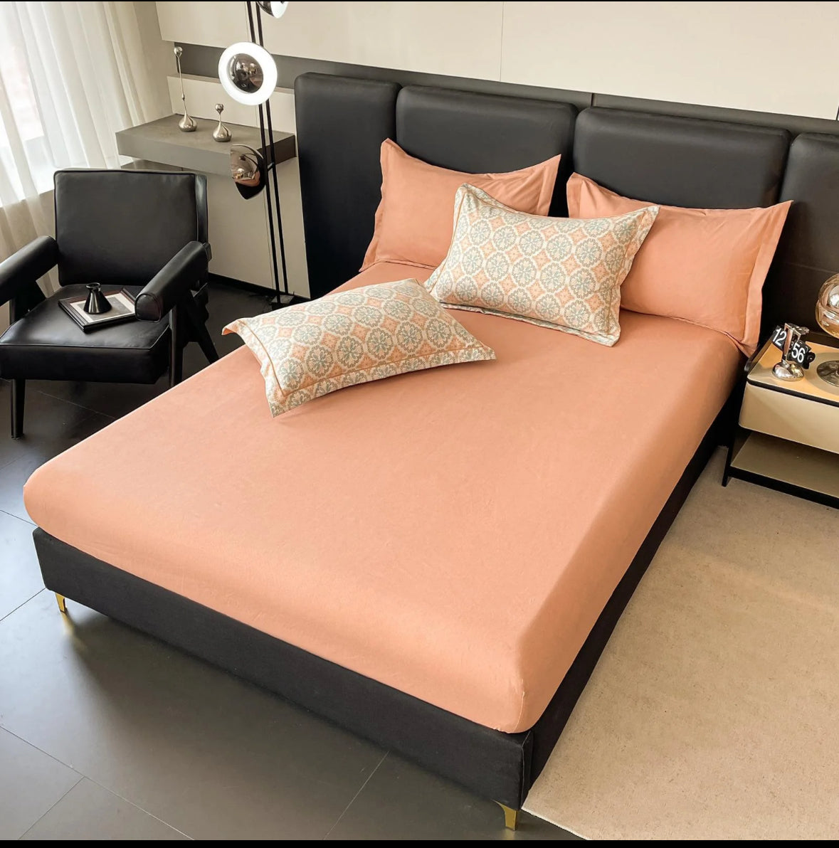 Motiv floral oriental-Set Lenjerie de Pat 6 Piese Moale si Confortabil