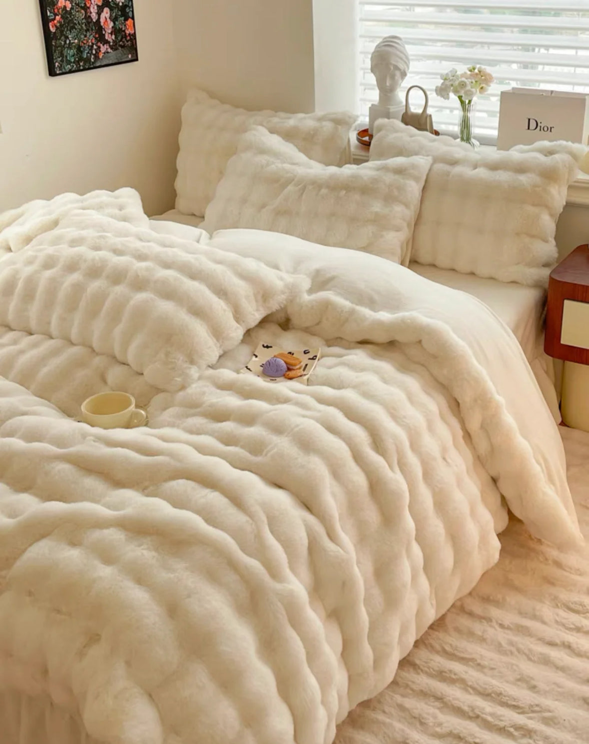 Lenjerie PREMIUM imitatie blana de iepure,6 piese