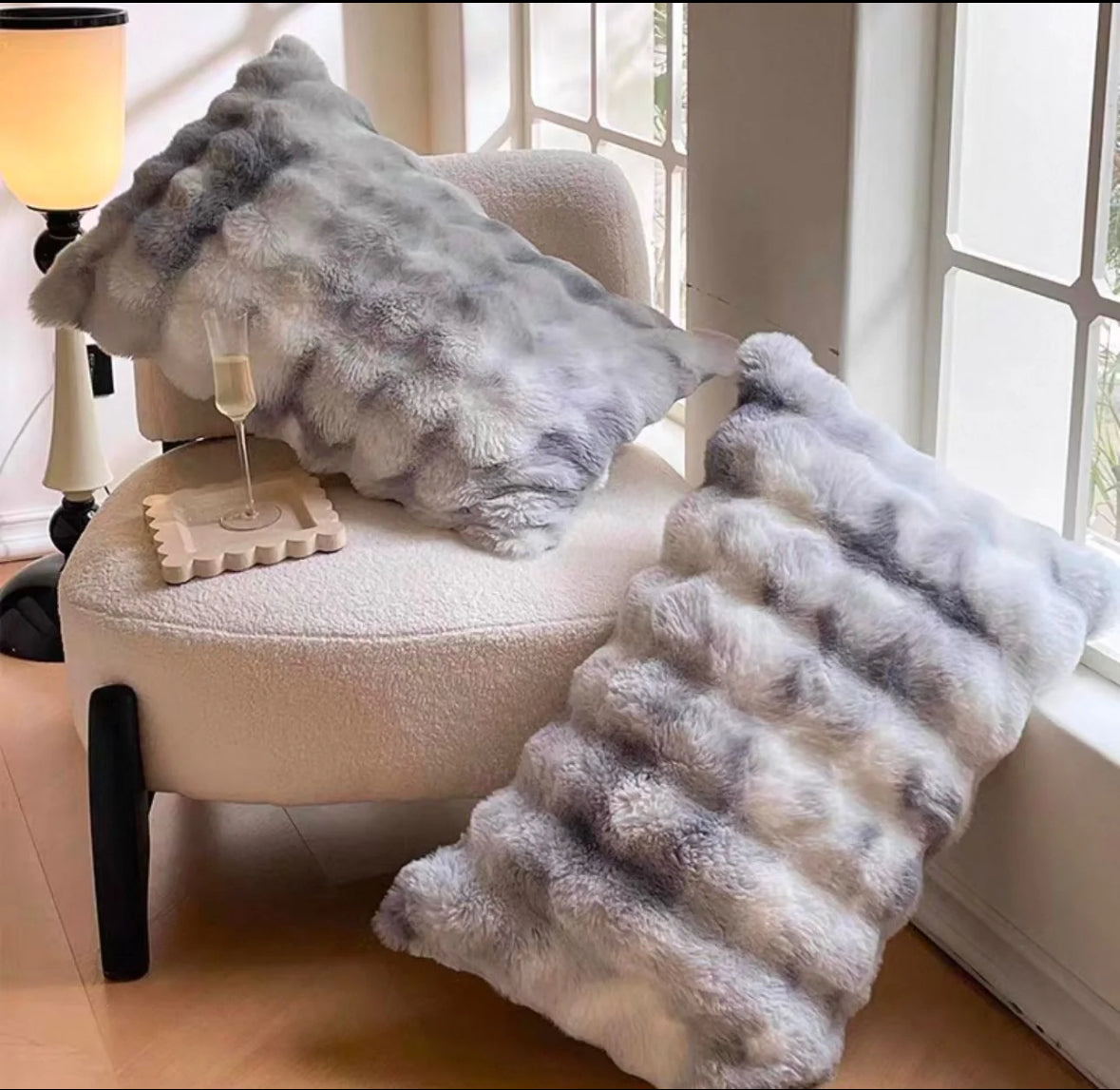 Lenjerie PREMIUM imitatie blana de iepure,6 piese