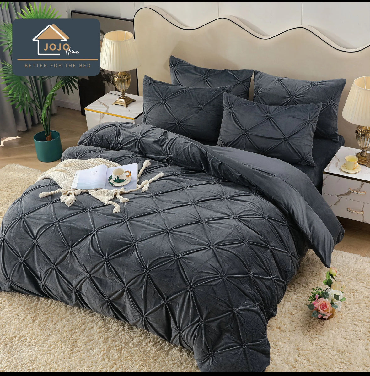 Lenjerie Premium tip Catifea cu Pliuri Brodate