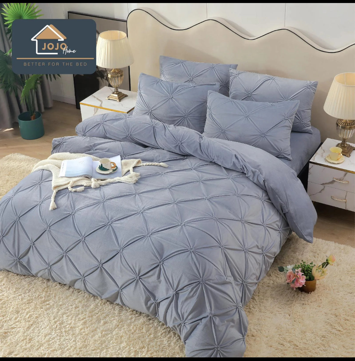 Lenjerie Premium tip Catifea cu Pliuri Brodate