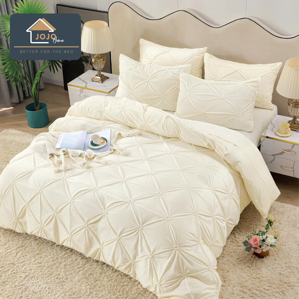 Lenjerie Premium tip Catifea cu Pliuri Brodate