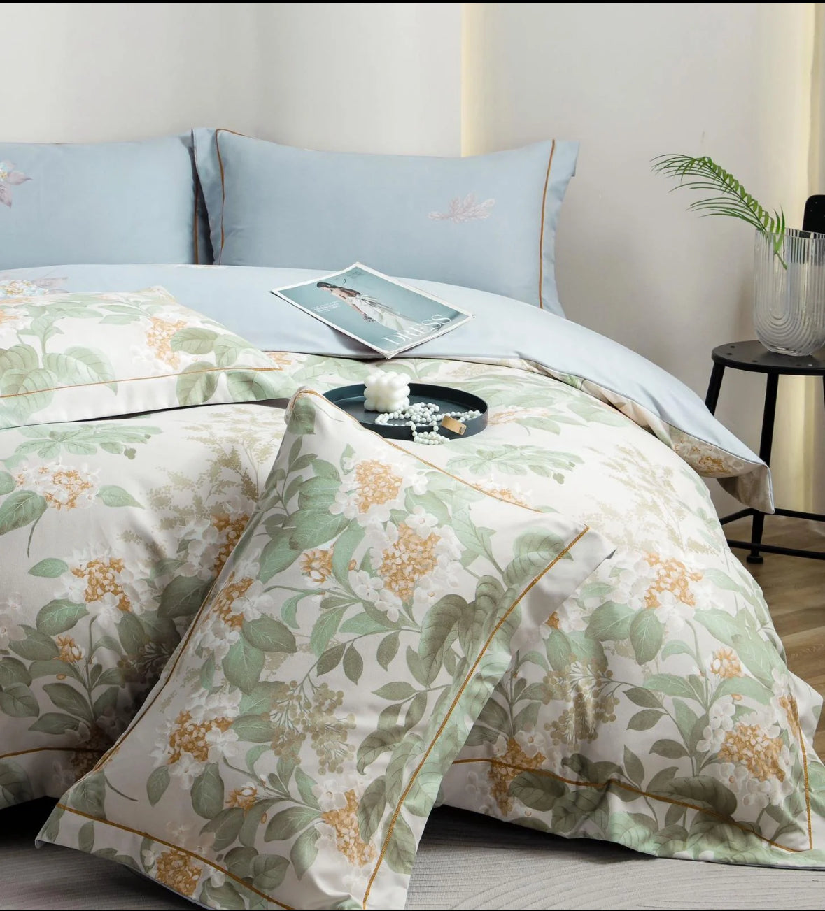 Inspirat din natura-Set Lenjerie de Pat 6 Piese Moale si Confortabil