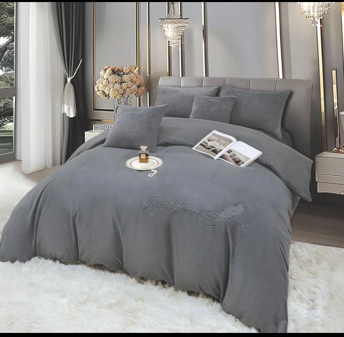 Lenjerie PREMIUM imitatie blana de iepure cu fir scurt,6 piese