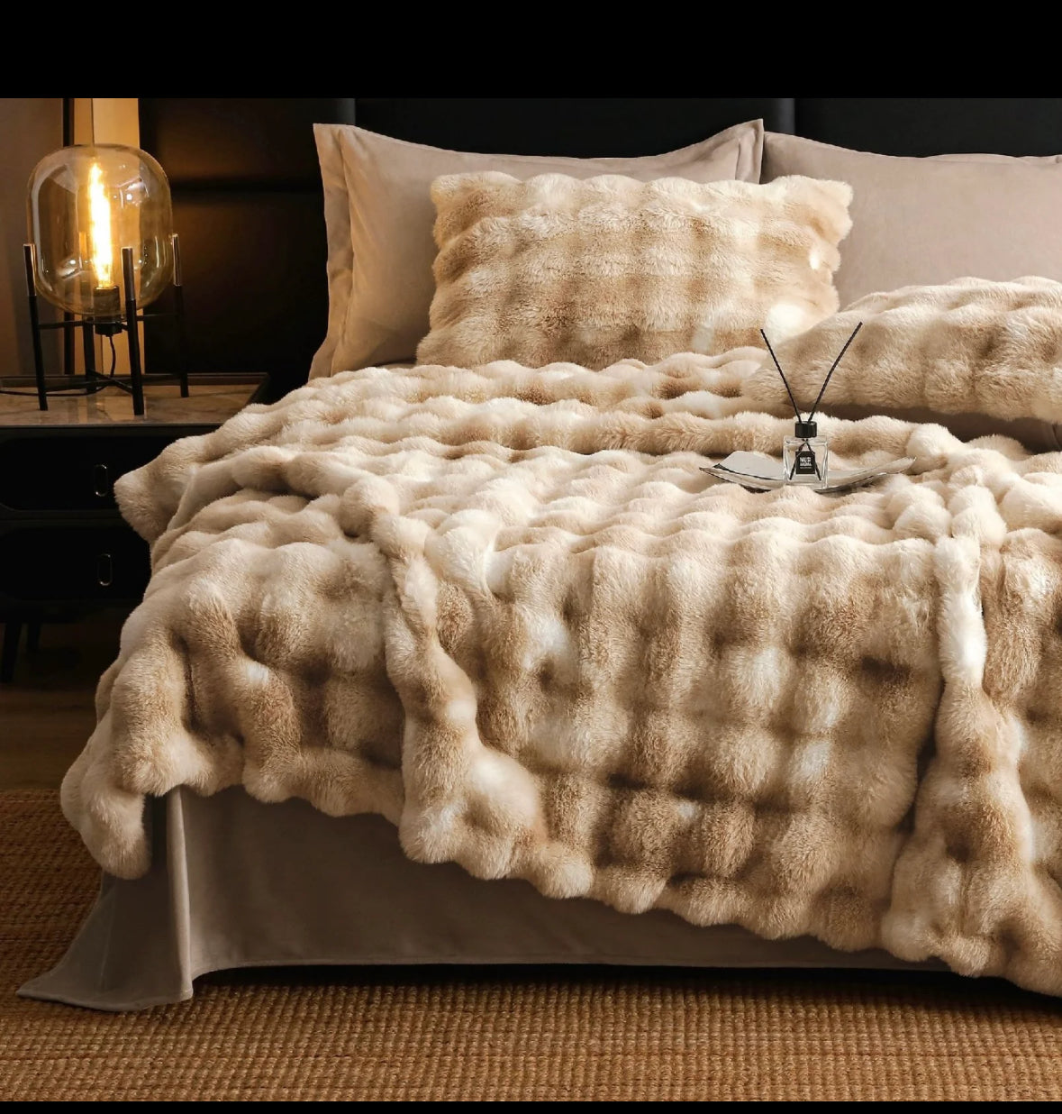 Lenjerie PREMIUM imitatie blana de iepure,6 piese