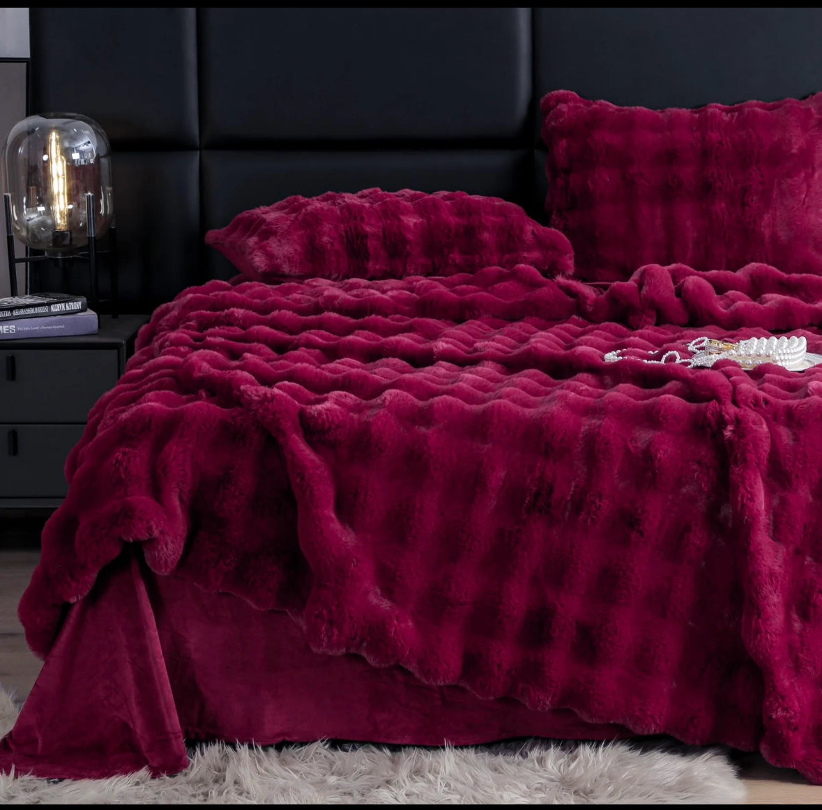 Lenjerie PREMIUM imitatie blana de iepure,6 piese