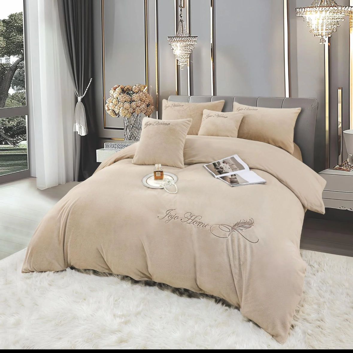 Lenjerie PREMIUM imitatie blana de iepure cu fir scurt,6 piese