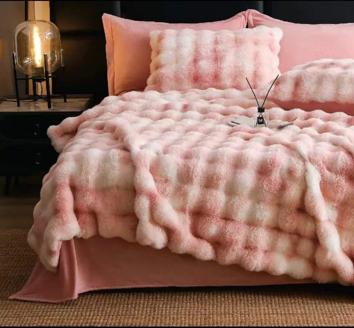 Lenjerie PREMIUM imitatie blana de iepure,6 piese