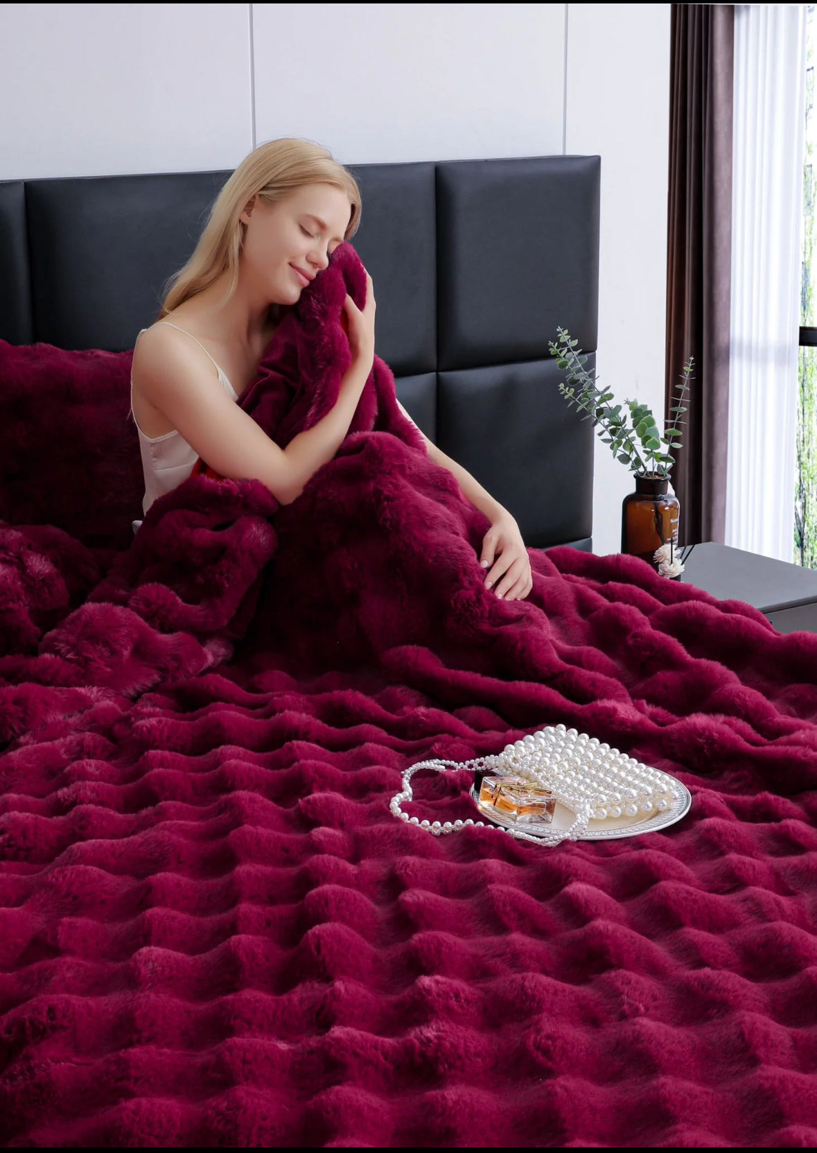 Lenjerie PREMIUM imitatie blana de iepure,6 piese