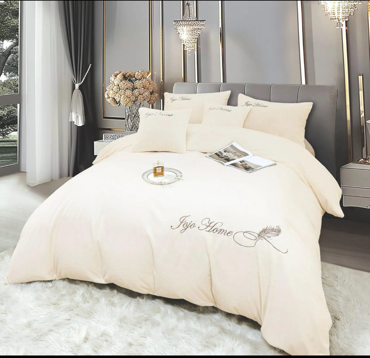 Lenjerie PREMIUM imitatie blana de iepure cu fir scurt,6 piese