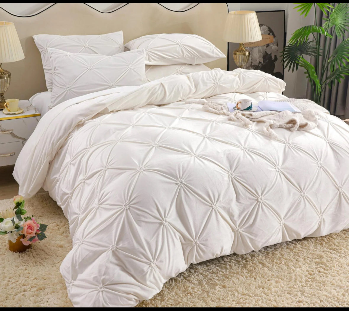 Lenjerie Premium tip Catifea cu Pliuri Brodate