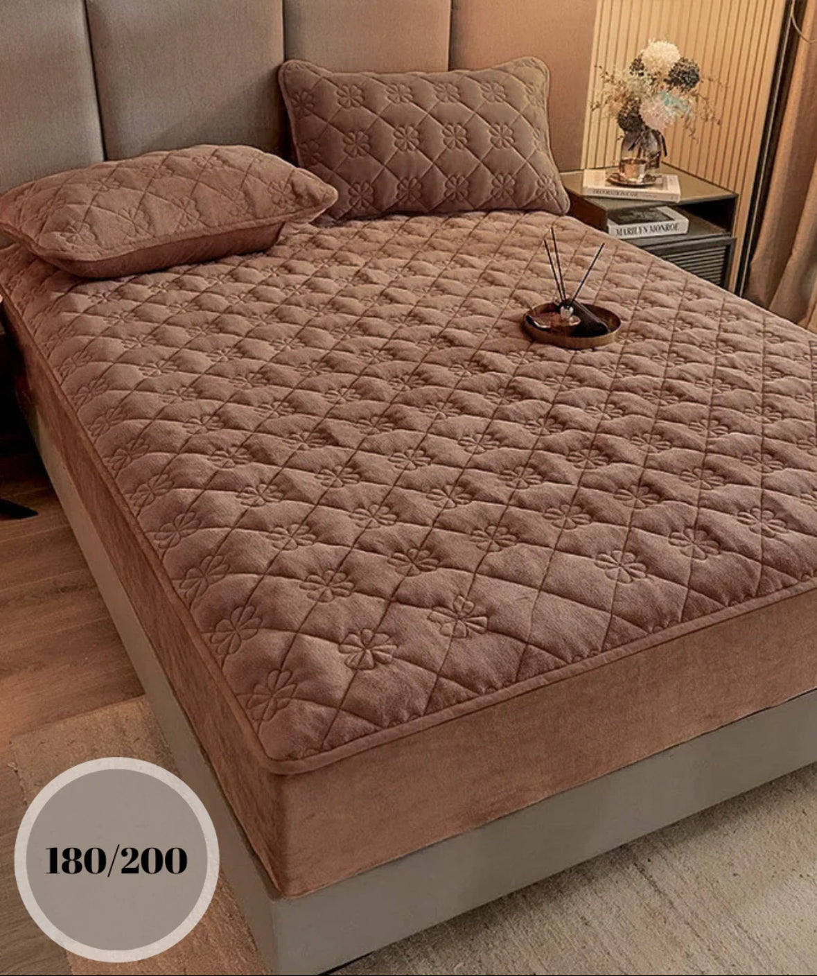 Topper 180/200 pentru saltea cu elastic,+2 fete de perna