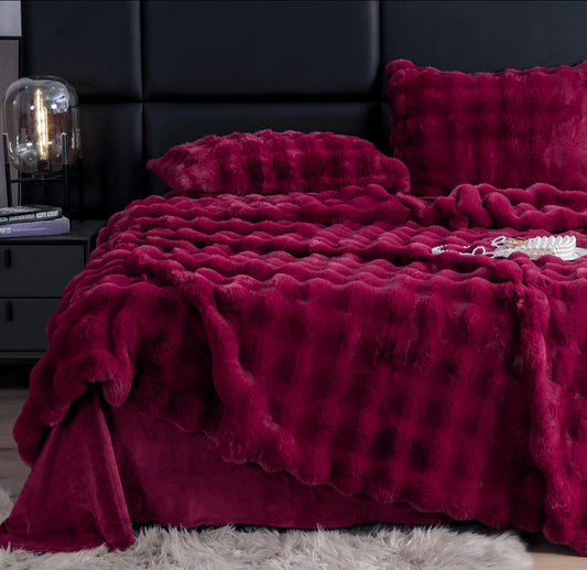 Lenjerie PREMIUM imitatie blana de iepure,6 piese