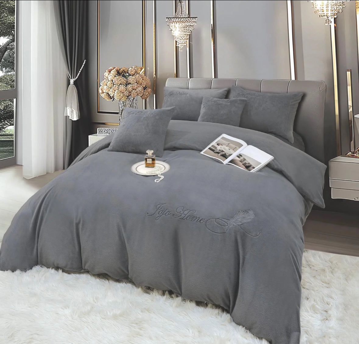 Lenjerie PREMIUM imitatie blana de iepure cu fir scurt,6 piese