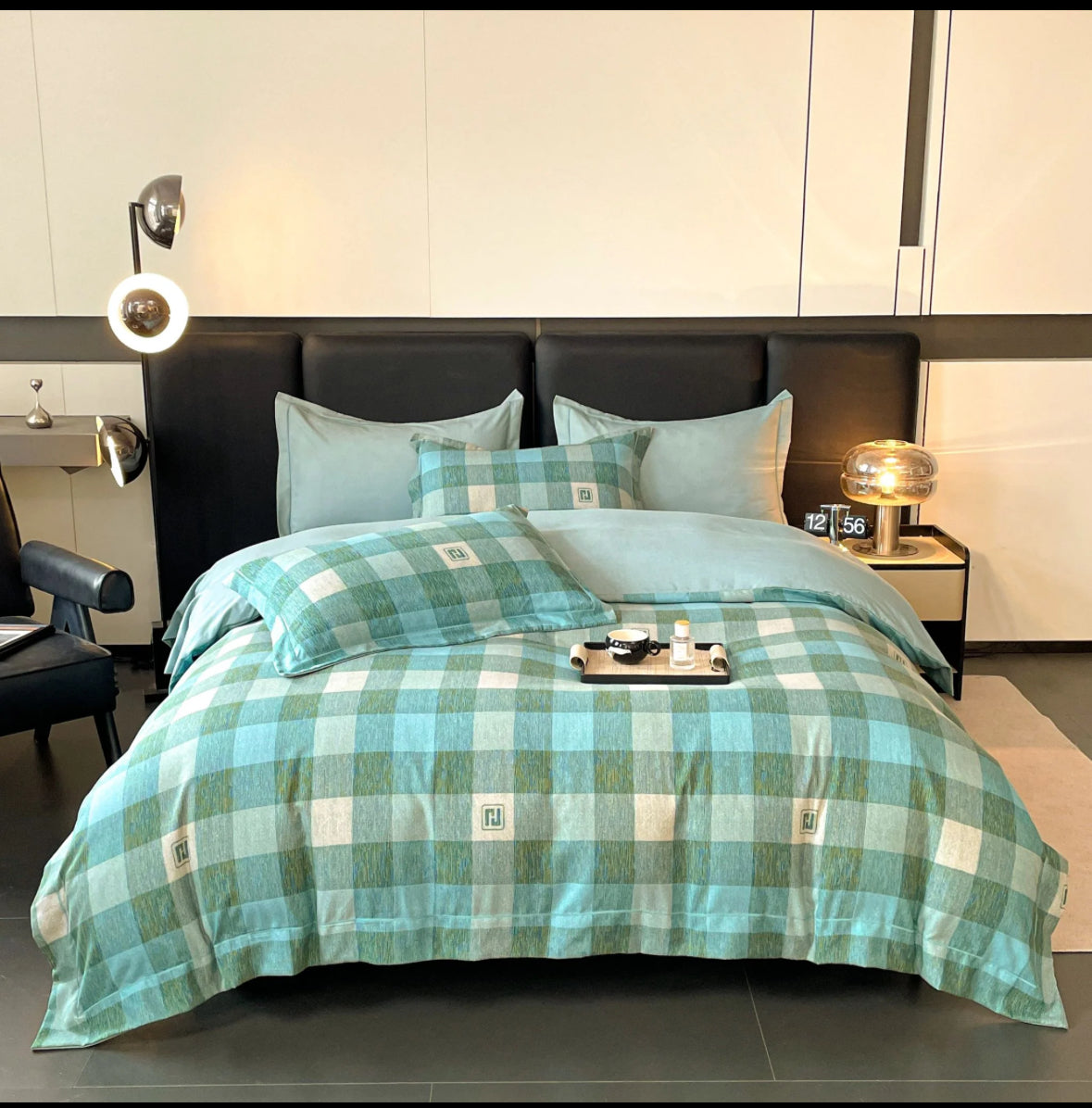 Accente geometrice-Set Lenjerie de Pat 6 Piese Moale si Confortabil