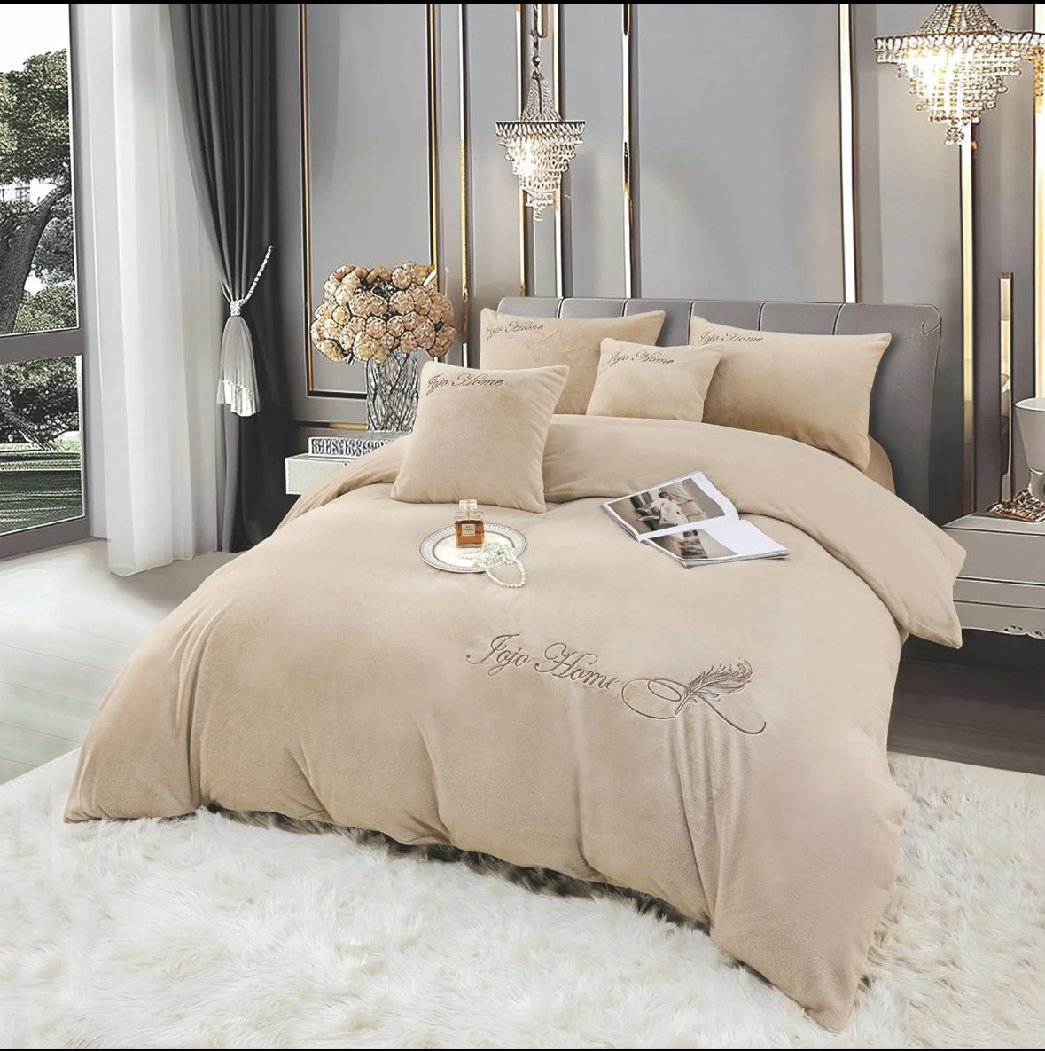 Lenjerie PREMIUM imitatie blana de iepure cu fir scurt,6 piese
