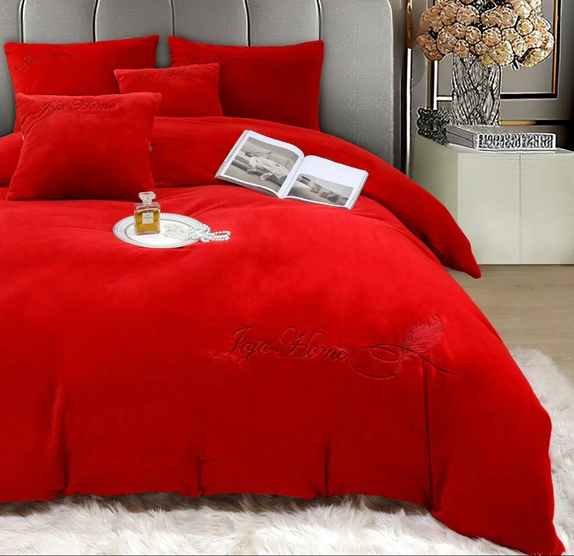 Lenjerie PREMIUM imitatie blana de iepure cu fir scurt,6 piese