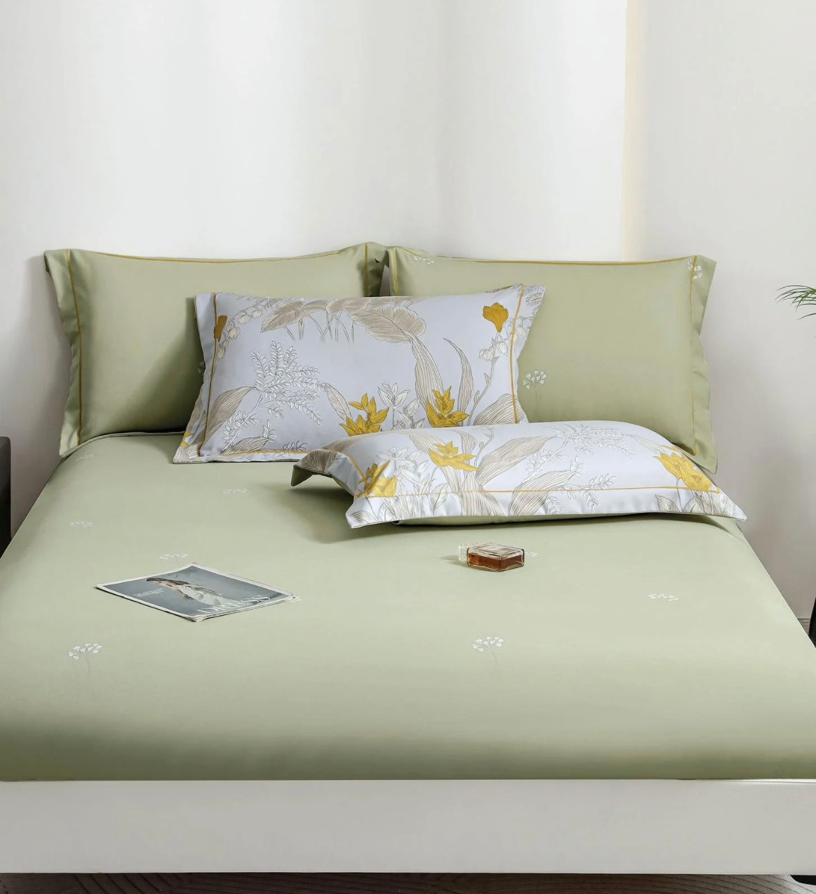Nuante Vibrante si naturale-Set Lenjerie de Pat 6 Piese Moale si Confortabil