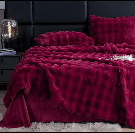 Lenjerie PREMIUM imitatie blana de iepure,6 piese