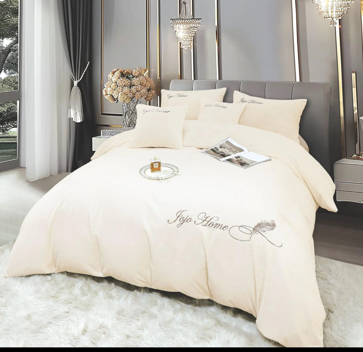 Lenjerie PREMIUM imitatie blana de iepure cu fir scurt,6 piese