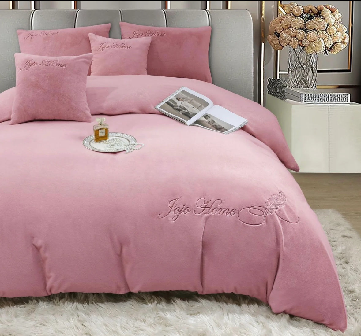 Lenjerie PREMIUM imitatie blana de iepure cu fir scurt,6 piese
