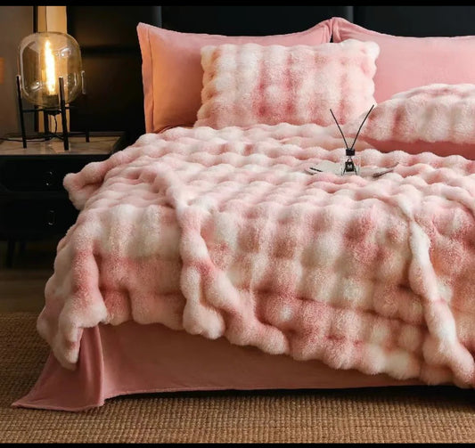 Lenjerie PREMIUM imitatie blana de iepure,6 piese