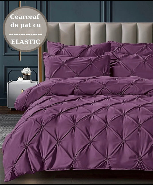 Lenjerie de pat elastic,cu PLIURI,6 piese