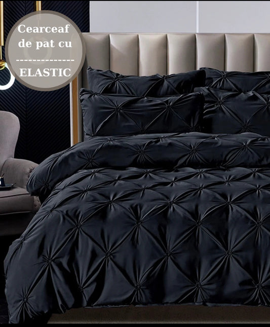 Lenjerie de pat elastic,cu PLIURI,6 piese